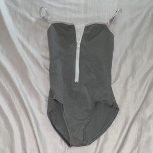 Size medium gray and white “jule” leotard